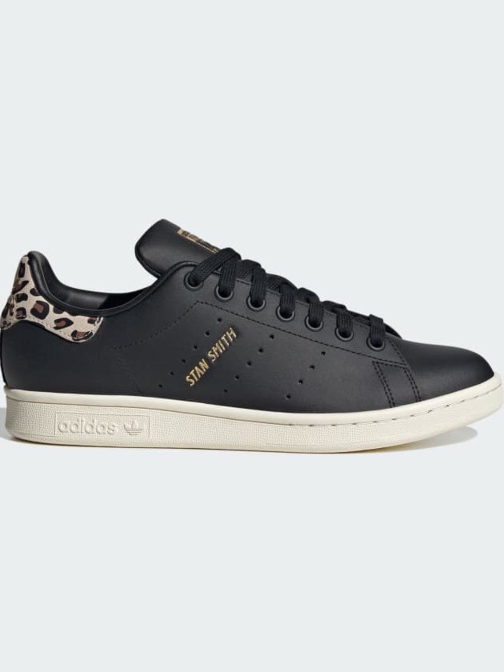 NWT. Adidas. Stan Smith Black & Leopard Sneakers. Size 9.5.